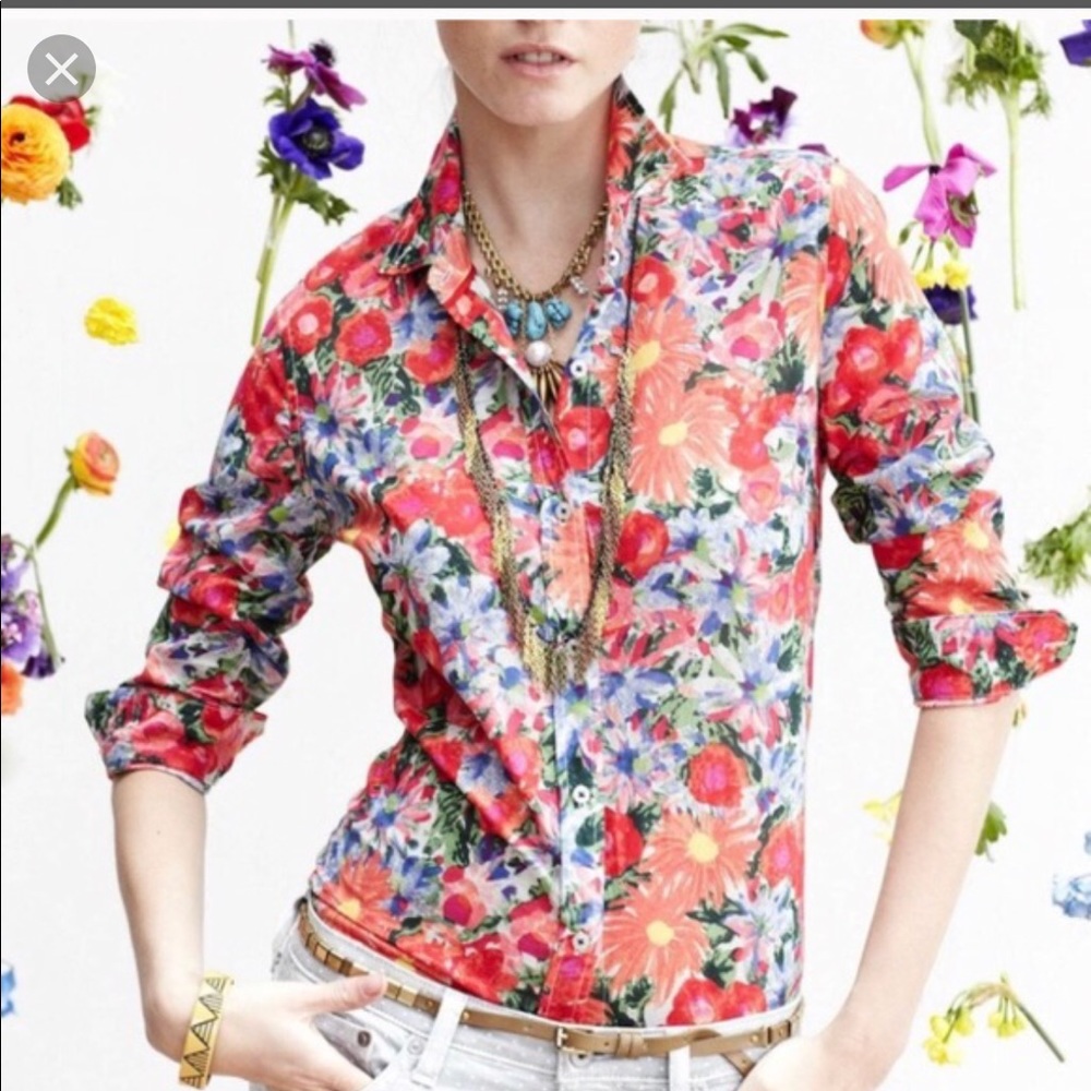 HD In PARIS ANTHROPOLOGIE Button Up Blouse Floral